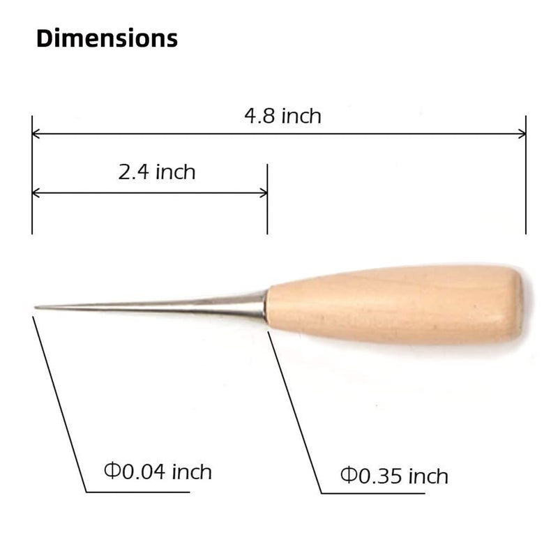 WUTA Leather Craft Awl Tools Leather Hole Punch Tool Sewing Punching Hole Maker Stitching Over Stitch Wood Handle 3 Packs - Image 3